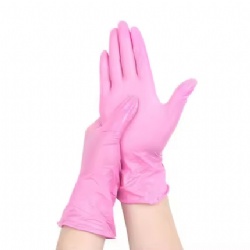 Disposable pink nitrile glove